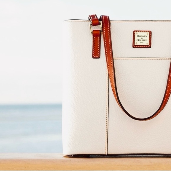 NEVER CARRIED NWT Dooney And Bourke Lexington Shopper Pebbled Leather White Tan - Picture 1 of 16